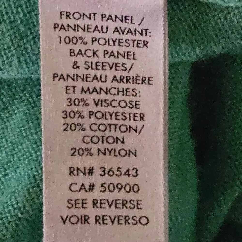 Calvin Klein Green Zipper Detail Cotton Blend Sweater Size XL